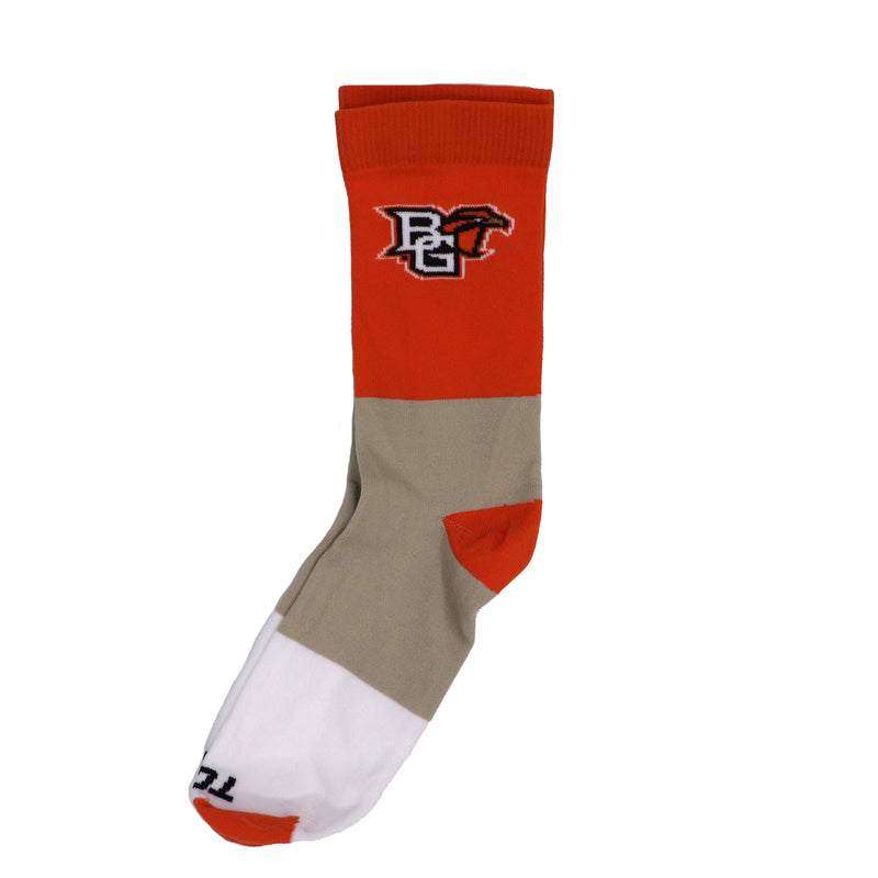 TCK Ladies BGSU Peekaboo Color Block Crew Sock