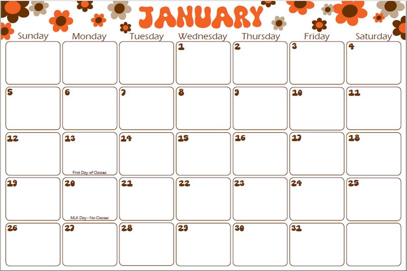 12 Month Desk Calendar Flowers With BGSU Dates